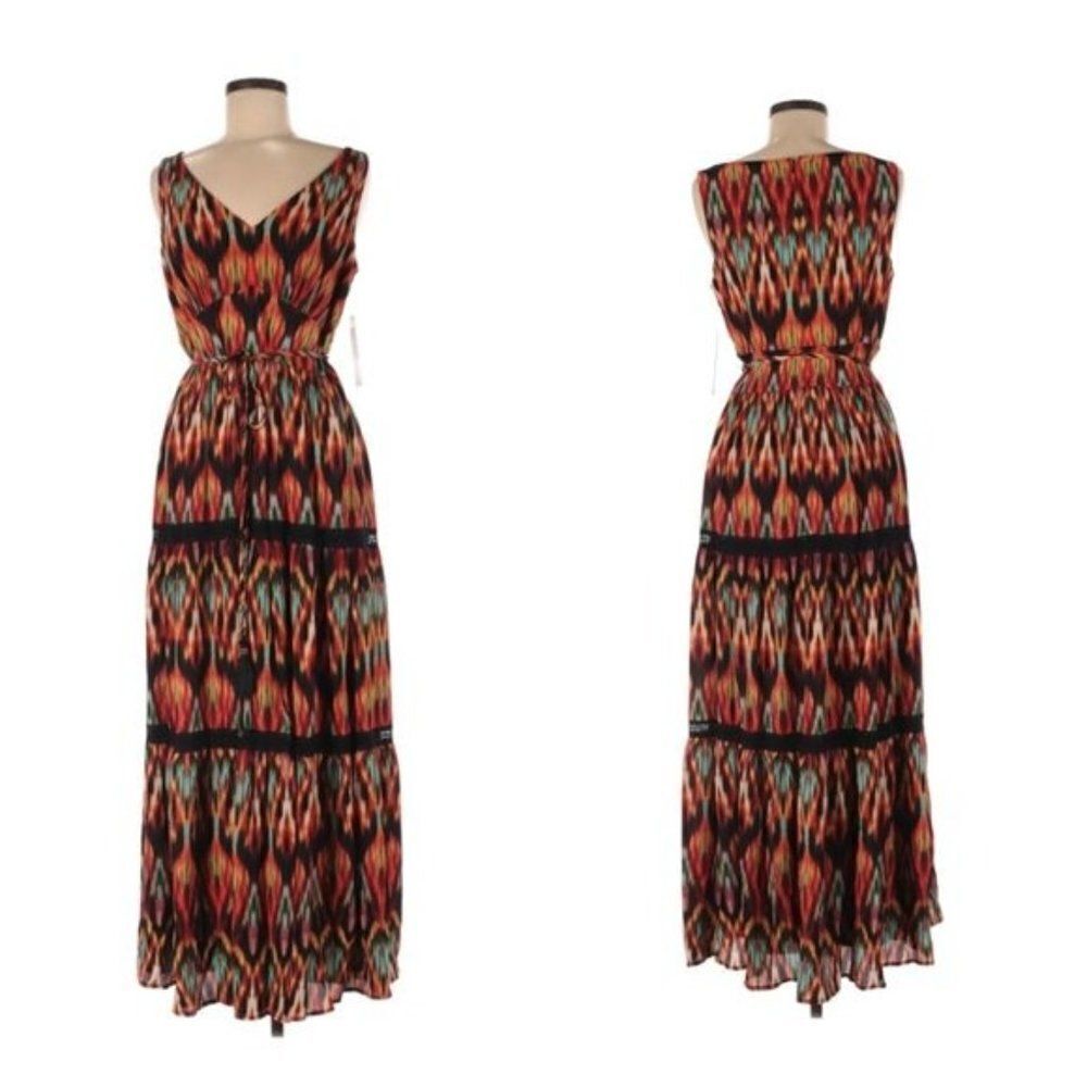 London Times Maxi Dress Womens Size 10 Waist Tie NWT